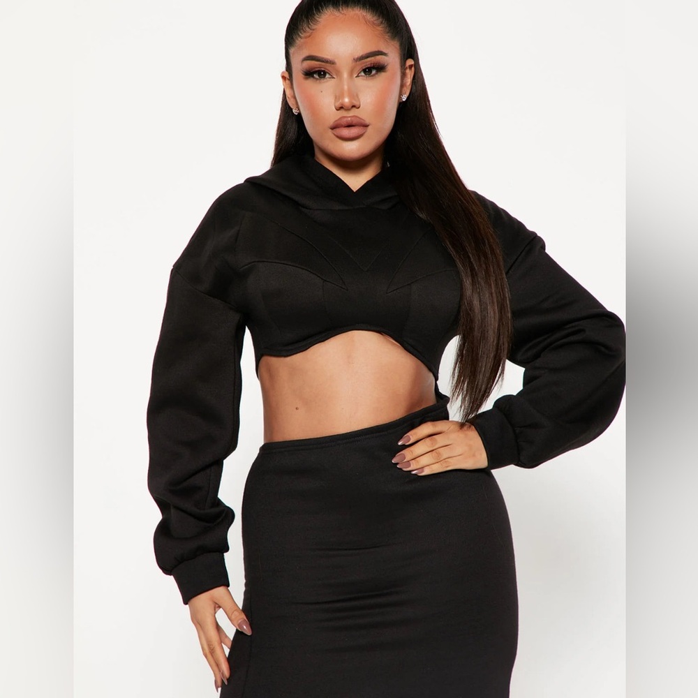 Fashion Nova Dress Harley Sweatshirt Mini Dress Black New Women Full Zip Hood XL
